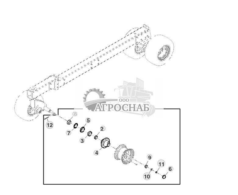 Узел подшипника, ступицы и вала ступицы, главная рама, передняя, для тяжелых условий работы (745101 - ) - ST706107 28.jpg